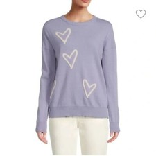 ZADIG VOLTAIRE Wool Cashmere Gaby Hearts Sweater Lavender Small