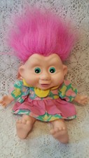 Magic Troll baby fairy troll 10"H 1991 Applause pink hair fairy wings