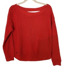 Lauren Ralph Lauren Womens L Red Long Sleeves Knitted Boat Neck Pullover Sweater
