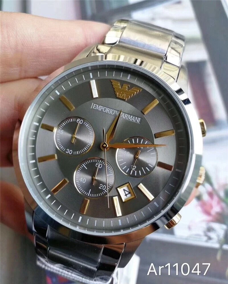 ARMANI MENS CHRONO WATCH AR11047 GREY DIAL CERTIFICATE