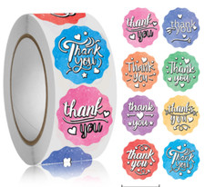 40 THANK YOU ENVELOPE SEALS LABELS STICKERS CRAFTS 1" ROUND FREE SHIPPING