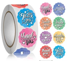40 THANK YOU ENVELOPE SEALS LABELS STICKERS CRAFTS 1" ROUND FREE SHIPPING