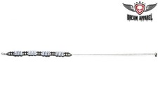 White Synthetic Leather Fashion Biker Touring Belt With Beads Art Work