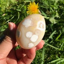 White Orca Agate Palm Palmstone Crystal
