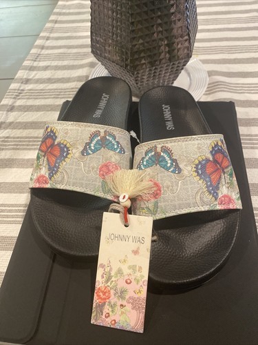 Johnny Was ""Holly"" Toboganes junto a la piscina - Nuevo con etiqueta/bolso de almacenamiento - Para mujer Talla 6,0 - Imagen 5 de 12