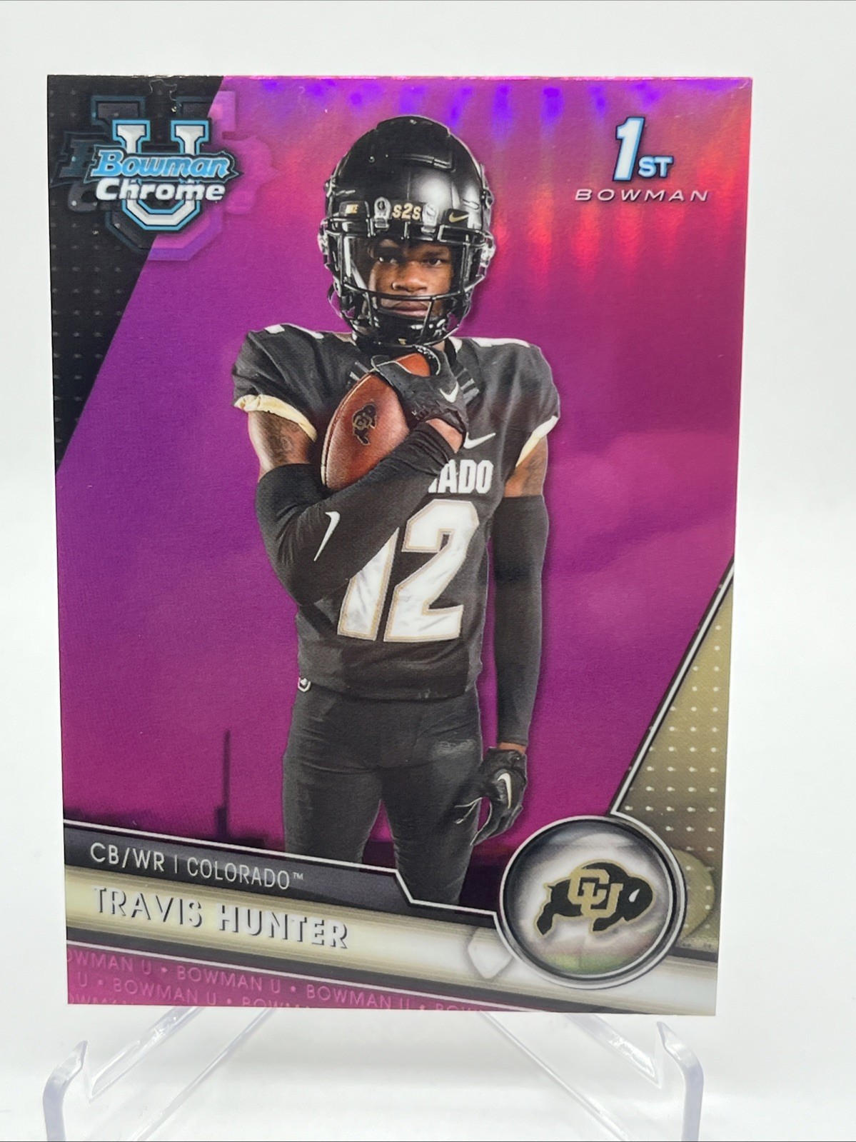 2023 Bowman University Chrome - Travis Hunter #36 Pink Refractor (RC)