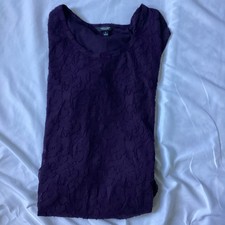 Simply Vera Wang Verawang Ladies 3/4 Sleeve Cotton Lace Dark Purple Too Size L