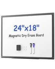 Black Aluminum Magnetic White Board 24" x 18" with Dry-Erase Eraser, Multicol...