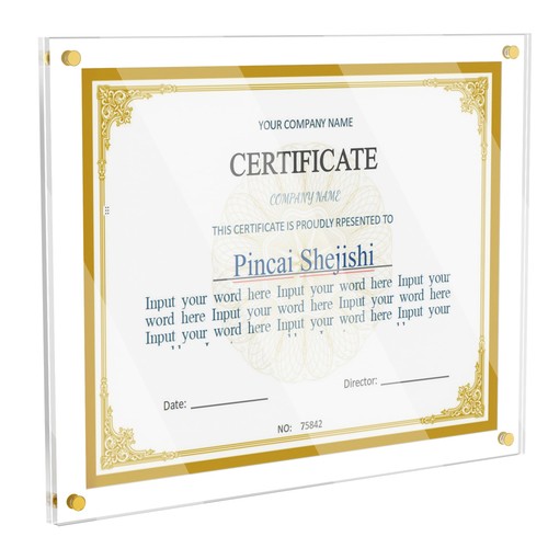 8.5x11 Acrylic Picture Frame for Wall, Clear Diploma Frame, No Drill Floating... - Picture 1 of 8
