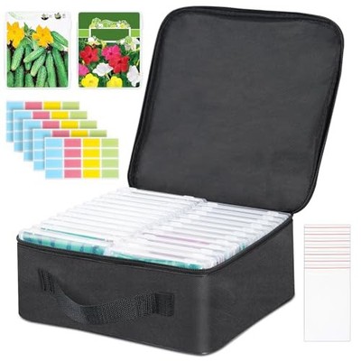 24 Slots Seed Storage Organizer Box with Dual Zipper Bag | 100 Pcs Seed Sealed