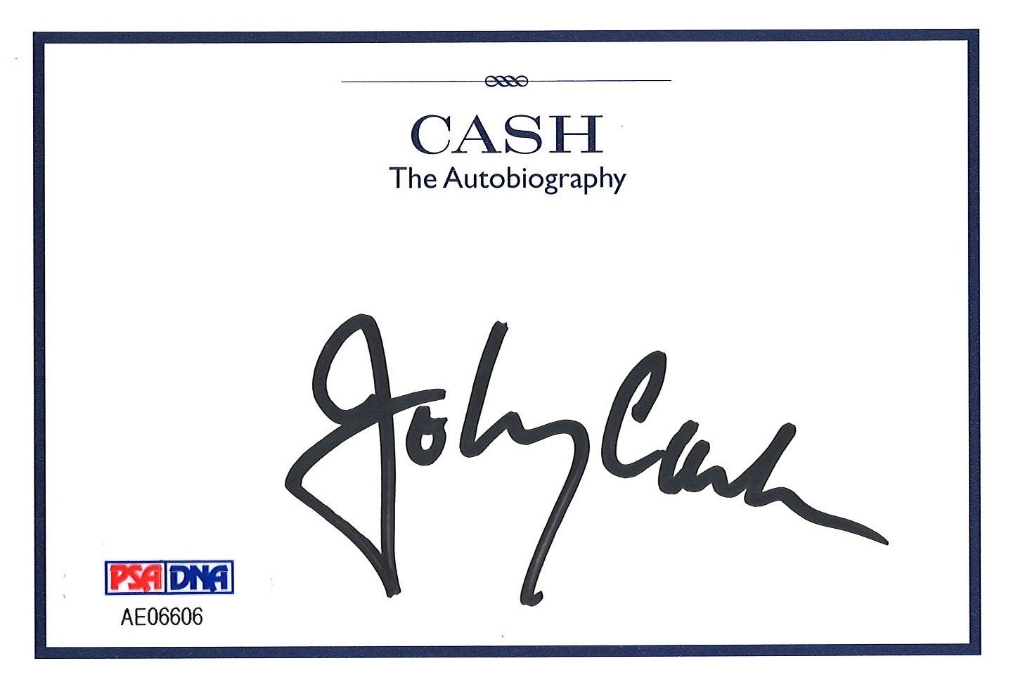 Johnny Cash Signed Cash Bookplate PSA DNA LOA Autographed Bookplate