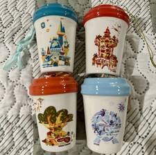 Set Of 4 Walt Disney World Starbucks Cup Ornaments