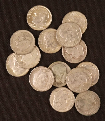 Lot of 14 - Silver Roosevelt Dimes (1947-1964) - VG-BU - Nice Appearances-Lot #6