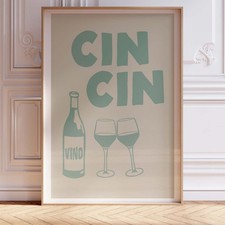 Cin Cin Wine Art Poster Wall Art A0 Large Print Decor Retro