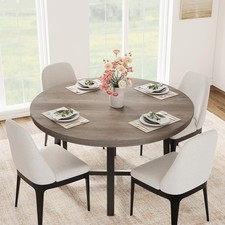 120cm Round Dining Table Industrial Wooden Kitchen Table for 4 to 6
