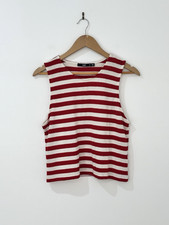 Sportsgirl knit top womens size M red White strips sleeveless tank singlet top