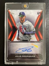 Julio Rodriguez Rookie Auto Card Hand-Signed Baseball MVP Candidate Used. rookie card picture