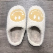 MIA Cream and Gold Smiley Face Slippers