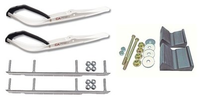 C&A Pro White Razor Snowmobile Skis w/ 9'' Shaper Bars Complete Kit 2012+
