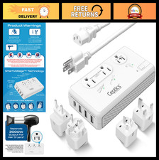 2000W Voltage Converter for Travel, 220V to 110V, Type C/E/F/G/I Plugs, 4 USB Po