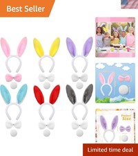 18 Pcs Easter Bunny Headband Set, Bunny Ears Headband Bow Tie and Tail Costum...