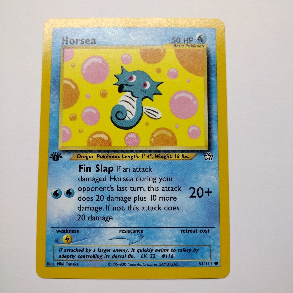 Pokémon TCG Horsea 62/111 Neo Genesis 1st Edition NM