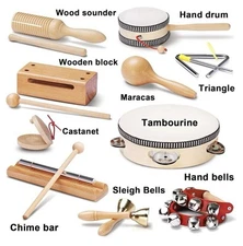  Natural Wooden Musical Percussion Instruments Set for Kids
