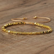 Natural Hematite Adjustable Beaded Bracelet Healing Reiki Success Abundance