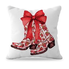 Preppy Coquette Bow Cowgirl Pillow Covers 18x18 Bow Strawberry Cowgirl Red