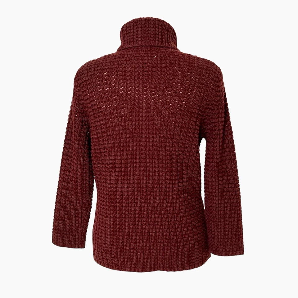 Suéter de cuello alto Rena Rowan para mujer grande grueso tejido gofre borgoña acogedor de colección Foto 2 de 4
