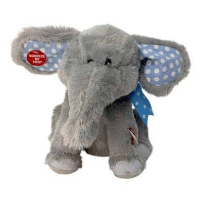 Cuddle Barn Elliot Elephant Plush Animated Musical Toy Flapping Ears Blue Polka