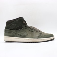 Nike Air Jordan 1 Mid Nouveau Men's 13.5 Green Leather Sneakers 629151-303