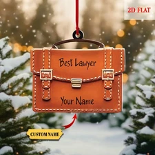 Personalized Lawyer Briefcase Ornament 2025, Custom Name Christmas Gift