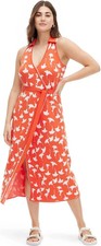 Diane Von Furstenberg Target Ginkgo Cherry Tomato Sleeveless Midi Wrap Dress (M)