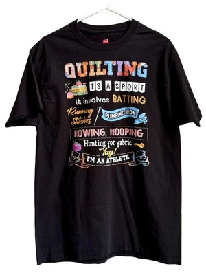 Quilting is a Sport black t-shirt tee Quilter’s shirt Quilt Love - Image 1 of 2