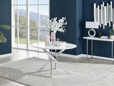 **Seconds** Novara 120cm White High Gloss Table Silver Chrome Legs