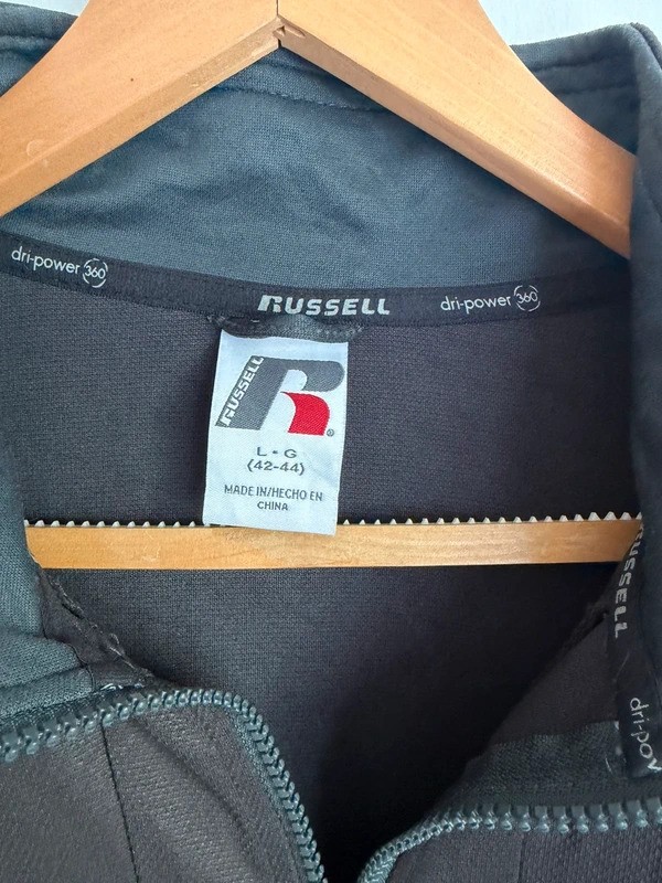 Russell Dri-Power 360 Black/Grey Full Zip Track Jacket Size L 2