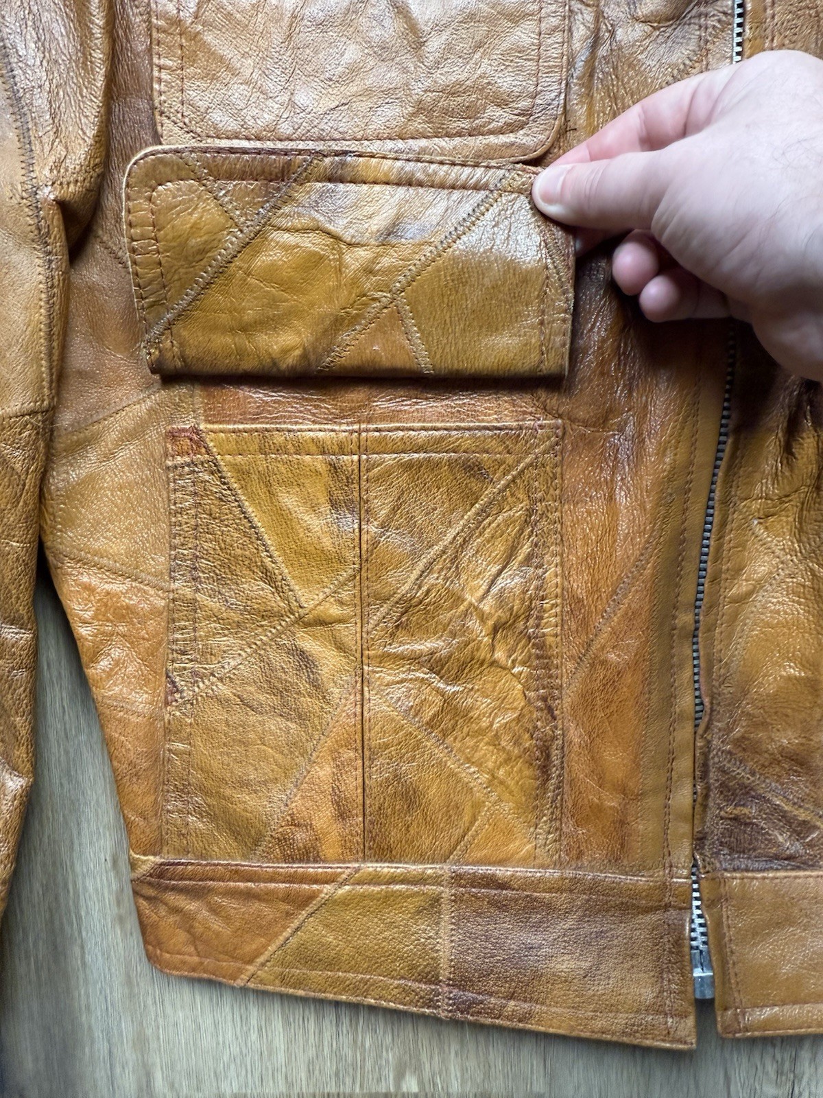 70s Vintage Esquire Tailored Patchwork Leather Ja… - image 5