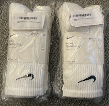 NIKE Everyday Cushioned White Cotton Crew Socks 6 Pairs Dri Fit Sz Medium NWT