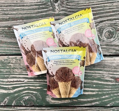 Lot of 3 NOSTALGIA Creamy Chocolate Premium Old Fashioned Ice Cream Mix 8oz