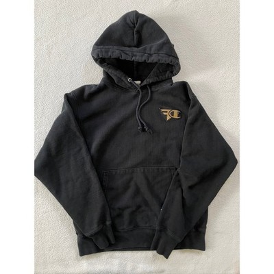 Champion FaZe Clan Hoodie Mens Medium Black Reverse Weave Sweatshirt Gold Logo