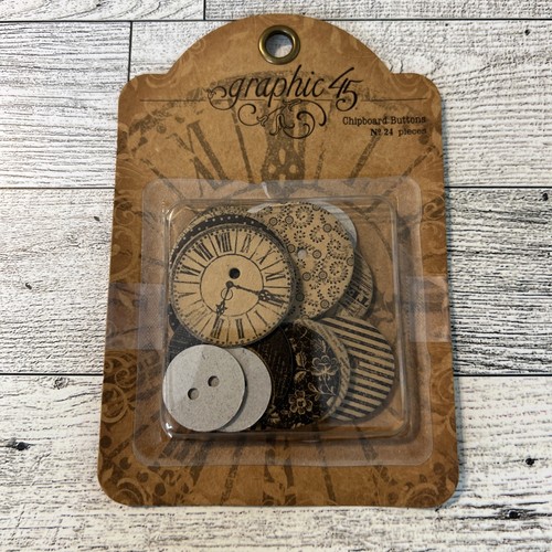Graphic 45 Staples Chipboard Buttons 23 in pk