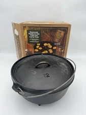 LODGE L12CO3 Camp Dutch Oven w/Lid & Bail Handle 6 qt Cap Cast Iron - Black 12”