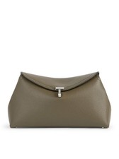TOTEME T-Lock Dark Taupe Leather Clutch New And Authentic