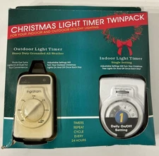 Ingraham Christmas Light Timer Twinpack Indoor & Outdoor Heavy Duty Timer