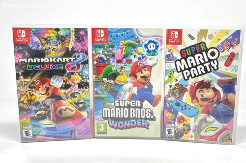 Super Mario Bros. Wonder, Super Mario Party & Mario Kart 8 - Nintendo Switch