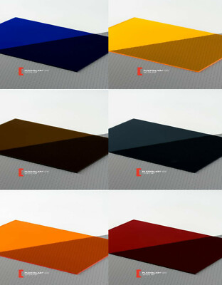 PLEXIGLAS Farbig Acrylglas Blau Gelb RauchGrau Orange Rot  Maß Anfertigung FL24+
