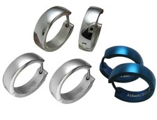 2x Herren Ohrringe Edelstahl Creolen Piercing 4,8mm/18mm&Oslash; silber blau Damen