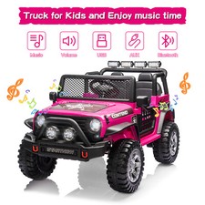 Electric 12V Battery Kids Ride On Car Toy Jeep USB Bluetooth Remote Control Pink