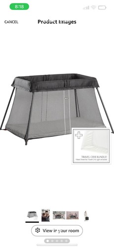Baby Bjorn Pack N Play Travel Light Portable Crib With Carrying Case- Black